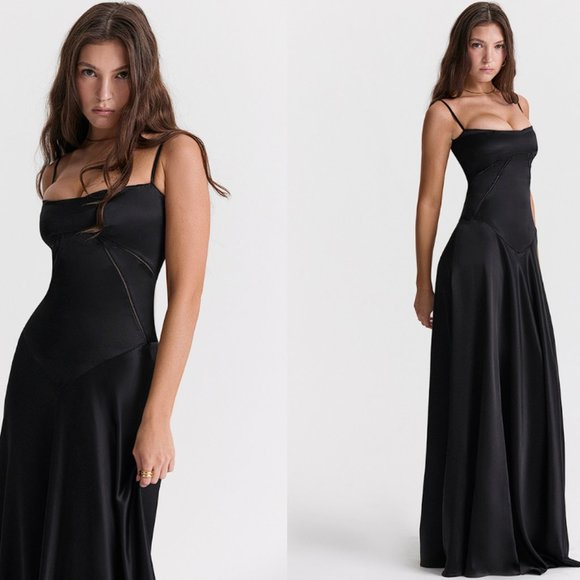 HOUSE OF CB 'Anabella' Black Lace Up Maxi Dress NWT - Picture 6 of 12